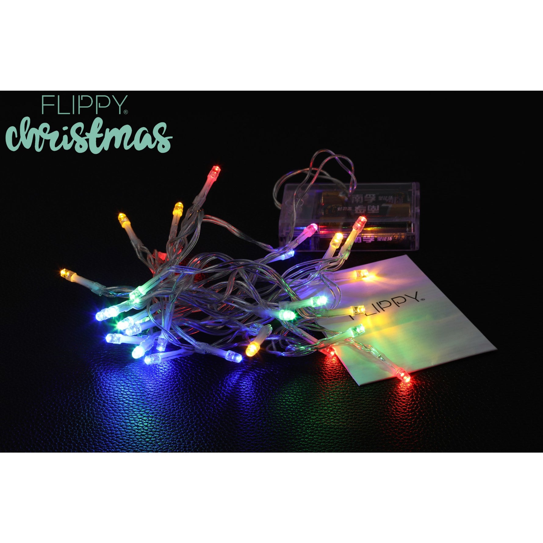 Instalatie de Craciun, Liniara, 1 m, Baterii, 10 LED-uri, Multicolor, 2 Jocuri de Lumini, Fir Transparent,