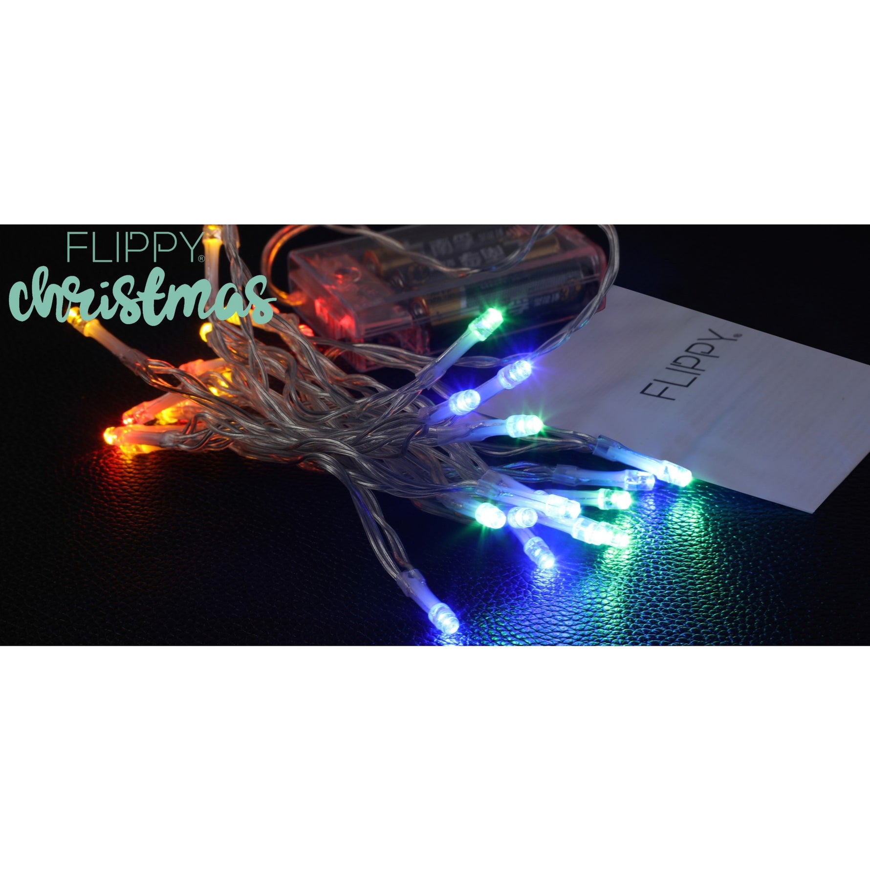 Instalatie de Craciun, Liniara, 1 m, Baterii, 10 LED-uri, Multicolor, 2 Jocuri de Lumini, Fir Transparent,