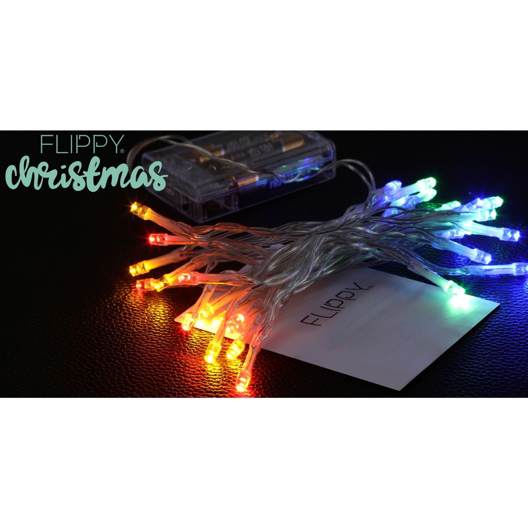 Instalatie de Craciun, Liniara, 1 m, Baterii, 10 LED-uri, Multicolor, 2 Jocuri de Lumini, Fir Transparent,