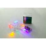 Instalatie de Craciun, Liniara, 1 m, Baterii, 10 LED-uri, Multicolor, 2 Jocuri de Lumini, Fir Transparent,