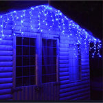 Instalatie de Craciun, Flippy®, Tip Turturi, Sectiune 5 m, 143 LED-uri, 8 Jocuri de Lumini, Fir Alb, Lumina Albastra,