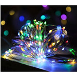 Instalatie de Craciun, Liniara, 20 m, Baterii, 200 LED-uri, Multicolor, 2 Jocuri de Lumini, Fir Cupru,