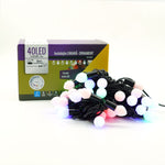 Instalatie de Craciun Liniara RGRB Yoto, 10 m, din care 1 m Prelungitor 220V, 40 LED, Bilute Mate, Interconectabila,