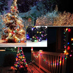 Instalatie de Craciun liniara Yoto, 10 m, din care 1 m cablu priza 220V, 100 LED, 8 jocuri de lumini, beculet in 6