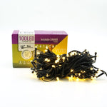 Instalatie de Craciun liniara Yoto, 10 m, din care 1 m cablu priza 220V, 100 LED, 8 jocuri de lumini, controler, fir