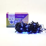 Instalatie de Craciun liniara Yoto, 10 m, din care 1 m cablu priza 220V, 100 LED, 8 jocuri de lumini, controler, fir