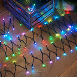 Instalatie de Craciun liniara Yoto, 17 m, din care 1 m cablu priza 220V, 200 LED, 8 jocuri de lumini, controler, fir