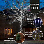 Instalatie de Craciun Liniara Yoto, 50 m, 1 m Prelungitor 220V, 498 LED, 8 Jocuri de Lumini, Controler, Fir Negru,