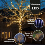 Instalatie de Craciun Liniara Yoto, 50 m, 1 m Prelungitor 220V, 498 LED, 8 Jocuri de Lumini, Controler, Fir Negru,