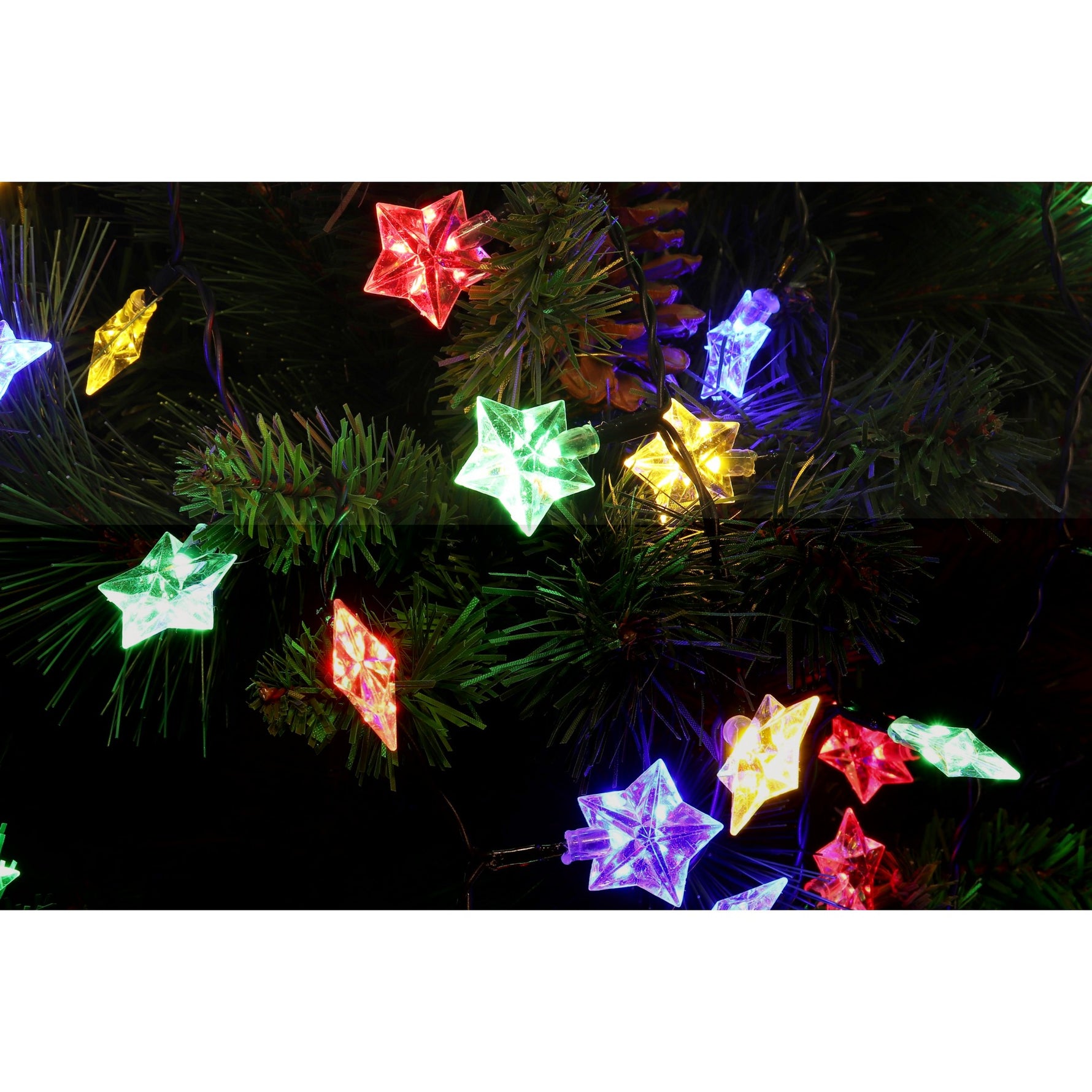 Instalatie de Craciun Liniara RGRB Yoto, 10 m, din care 1 m Prelungitor 220V, 40 LED, Model Stelute, Utilizare