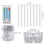 Instalatie de Craciun, Flippy®, Tip Perdea, cu Baterii, 8 Jocuri de Lumini, Muzica, cu Telecomanda, 2 x 2 m, 200