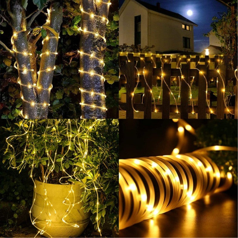 Instalatie luminoasa de Craciun cu LED, 100 LED-uri tip Tub, 12 metri lungime, 8 programe, 2 metri prelungitor,