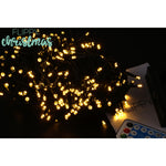 Instalatie luminoasa de Craciun cu LED, 300 LED-uri, 32 metri lungime, 8 programe, interior/exterior, incarcare solara,