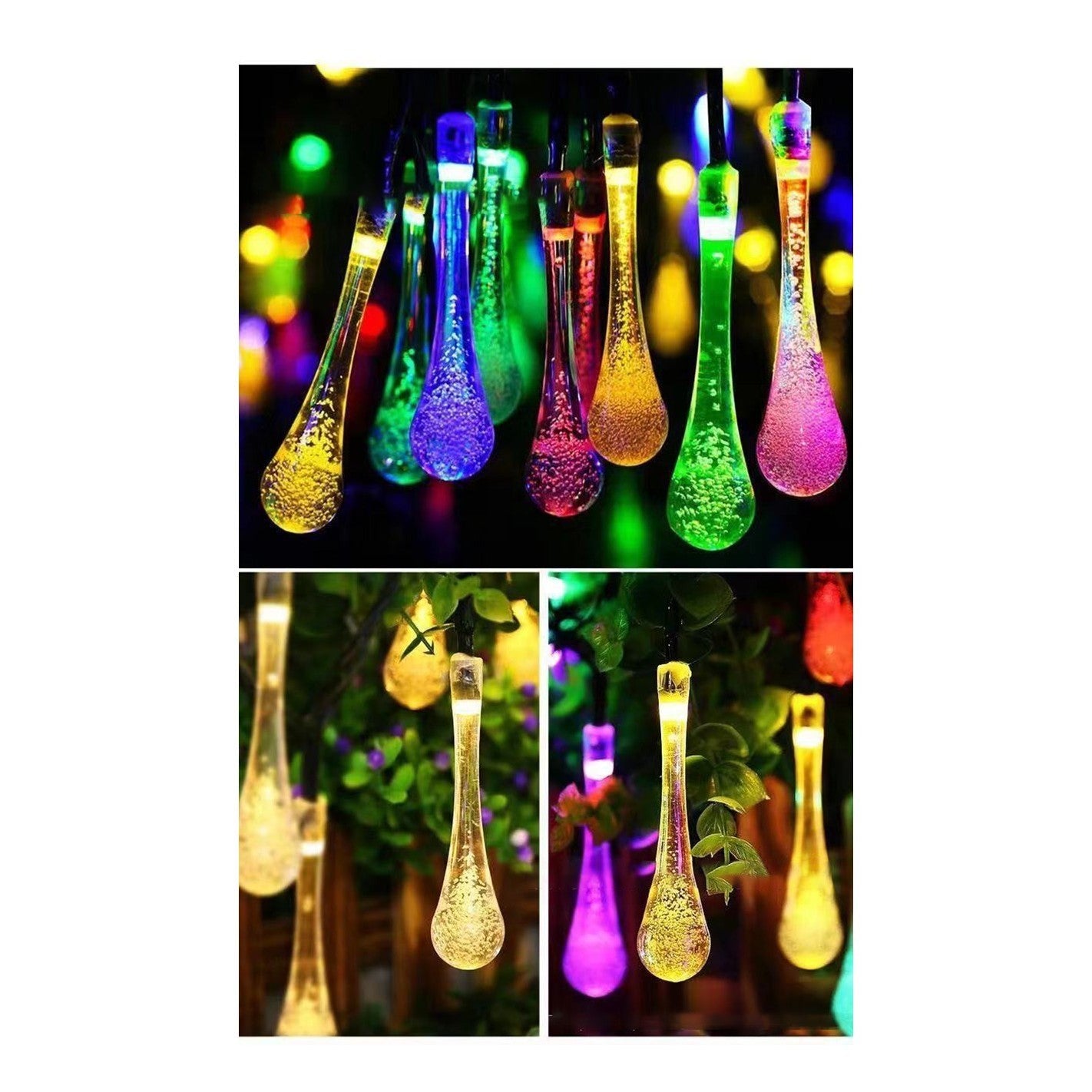 Instalatie Solara 4 m, 28 Led-uri cu Ornament tip picatura de apa, Liniara, 600 mAh, Fir negru, Interior, Exterior,