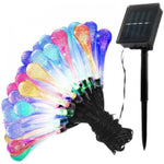 Instalatie Solara 4 m, 28 Led-uri cu Ornament tip picatura de apa, Liniara, 600 mAh, Fir negru, Interior, Exterior,