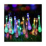 Instalatie Solara 6 m, 28 Led-uri cu Ornament tip picatura de apa, Liniara, Fir negru, Multicolor