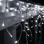 Instalatie Solara Craciun Turturi, IP44, 5 m, 143 Led-uri, Perdea Franjurata, alb rece, 8 jocuri de lumini, cu