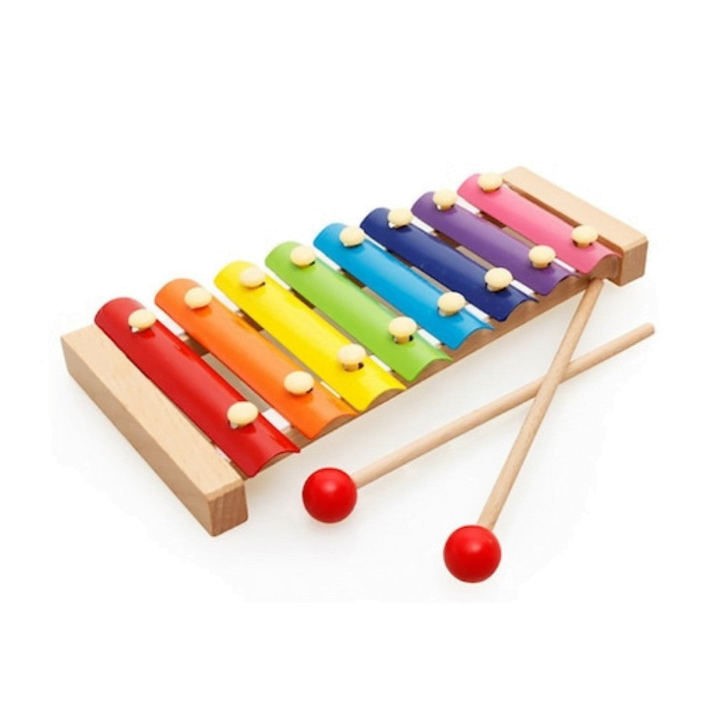 Instrument Muzical Xilofon Flippy, din Lemn, 8 Note Muzicale, 2 Bete de Percutie, 4-6 Ani, Multicolor