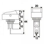 Interupator basculant 1 circuit 12V 20A OFF-ON LED albastru 2 pini