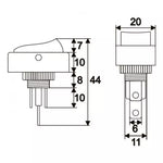 Interupator basculant 1 circuit 12V 20A OFF-ON LED galben cu retinere 2 pini 09047SA