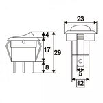 Interupator basculant 1 circuit 3 pini 12V 16A OFF-ON LED verde cu retinere