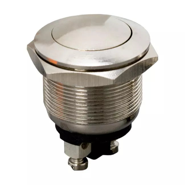 Intrerupator 1 circuit 2A 250V OFF-(ON) fara retinere Push-Buton metal rotunjit