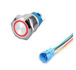 Intrerupator buton LED rosu SW 3 ON-OFF cu retinere metal 19mm 12-24V