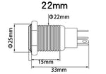 Intrerupator buton LED rosu SW 4 OFF-(ON) fara retinere metal 22mm 12-24V