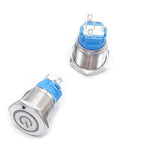 Intrerupator buton LED verde SW 3 ON-OFF cu retinere metal 19mm 12-24V