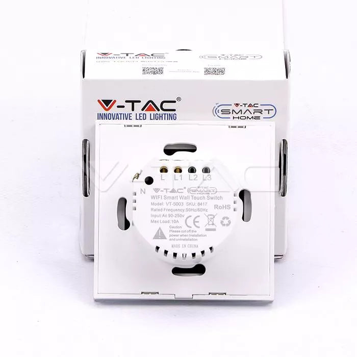 Intrerupator Smart SIMPLU din sticla cu Touch alb V-TAC