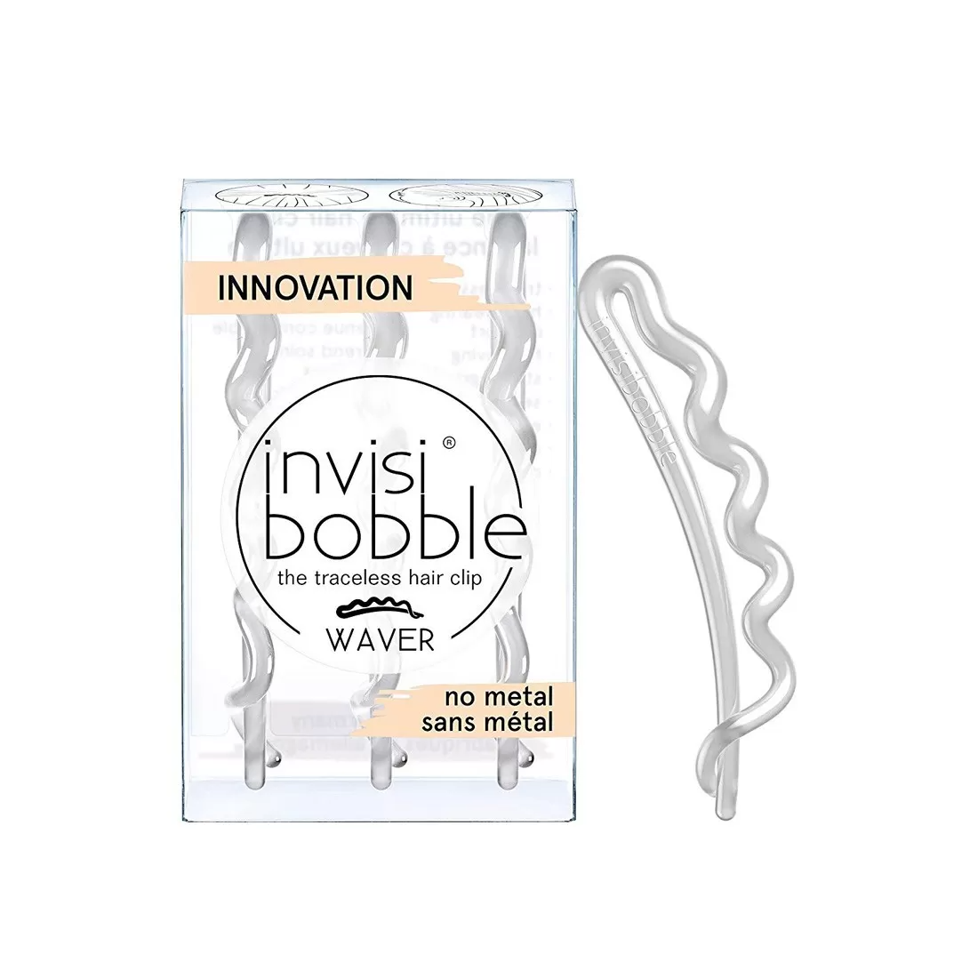 Set Trio, InvisiBobble, Waves, Clema de păr, Cristal clar, 3 buc - Olmarkt