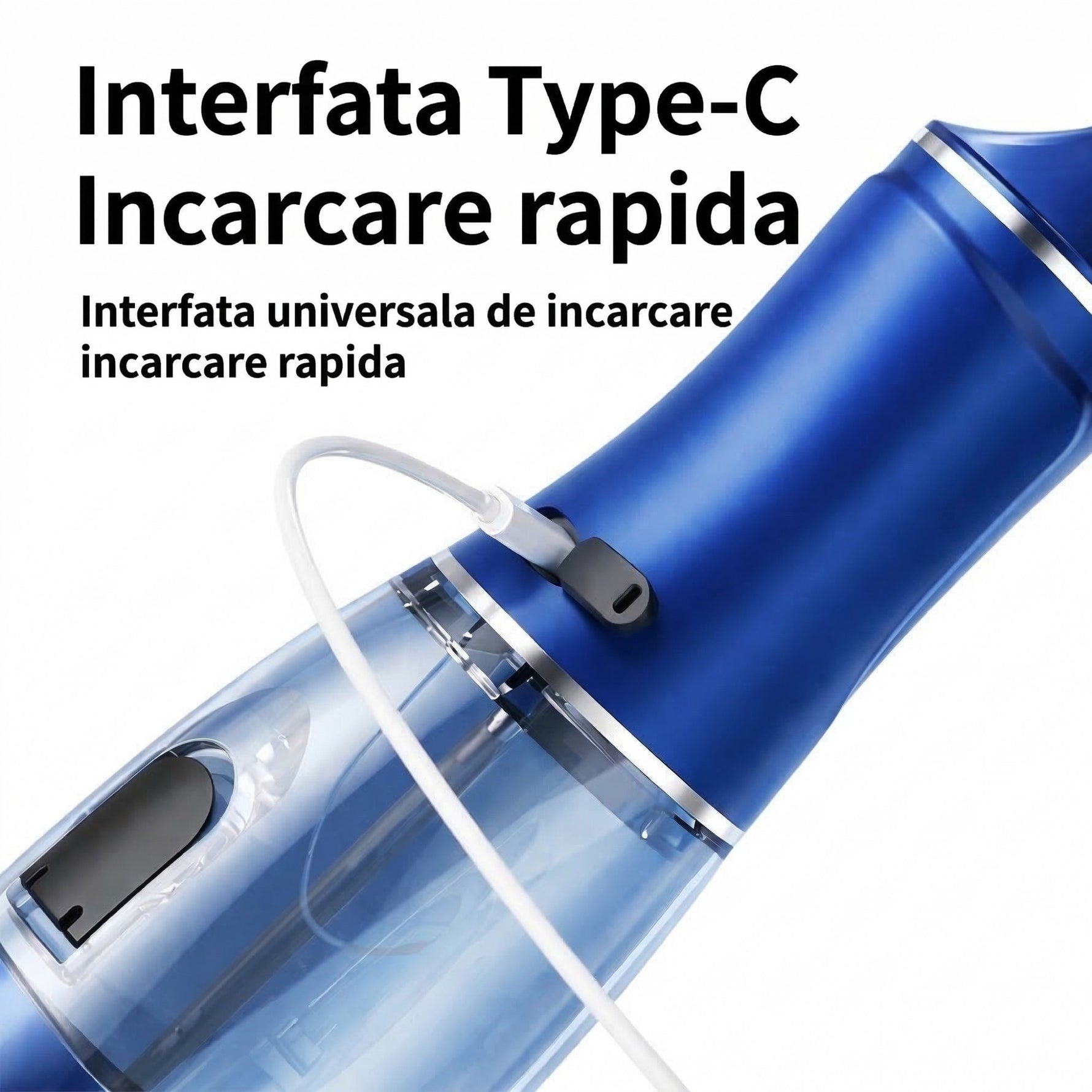 Irigator Bucal Electric, Flippy, Portabil, Dus Bucal pentru Curatare, Indepartare Tartru, 4 Capete, 25 x 8 x 8 cm,