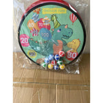 Joc Darts Flippy pentru Copii, Placa Pliabila 36.5 cm, 8 Mingii Velcro/Scai Simple, 2 Mingii Luminoase, Model Dinozaur