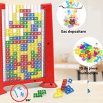 Joc de inteligenta Tetris puzzle tangram Flippy, 70 de piese multicolore, 3D, montessori, interactiv, din plastic, zar
