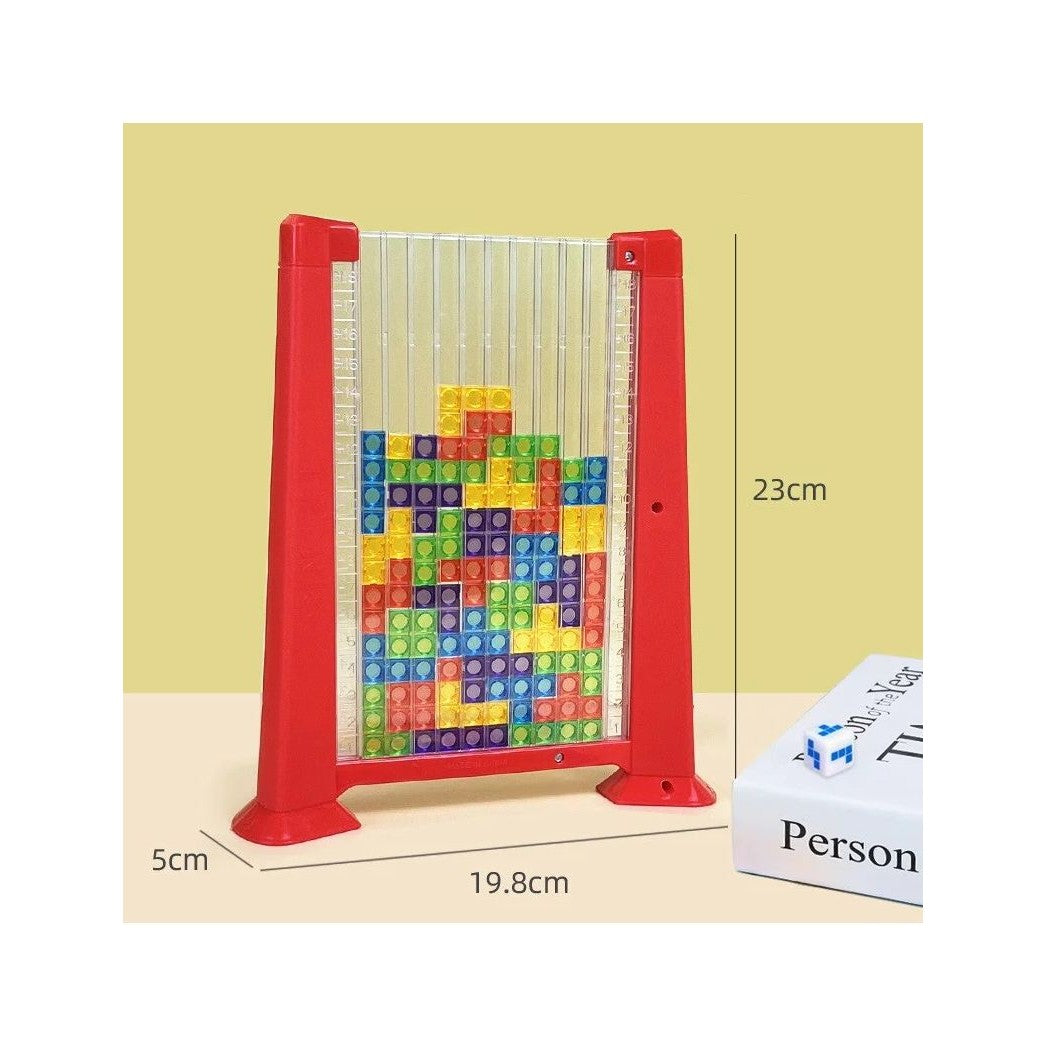 Joc de inteligenta Tetris puzzle tangram Flippy, 70 de piese multicolore, 3D, montessori, interactiv, din plastic, zar