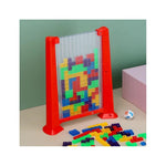 Joc de inteligenta Tetris puzzle tangram Flippy, 70 de piese multicolore, 3D, montessori, interactiv, din plastic, zar