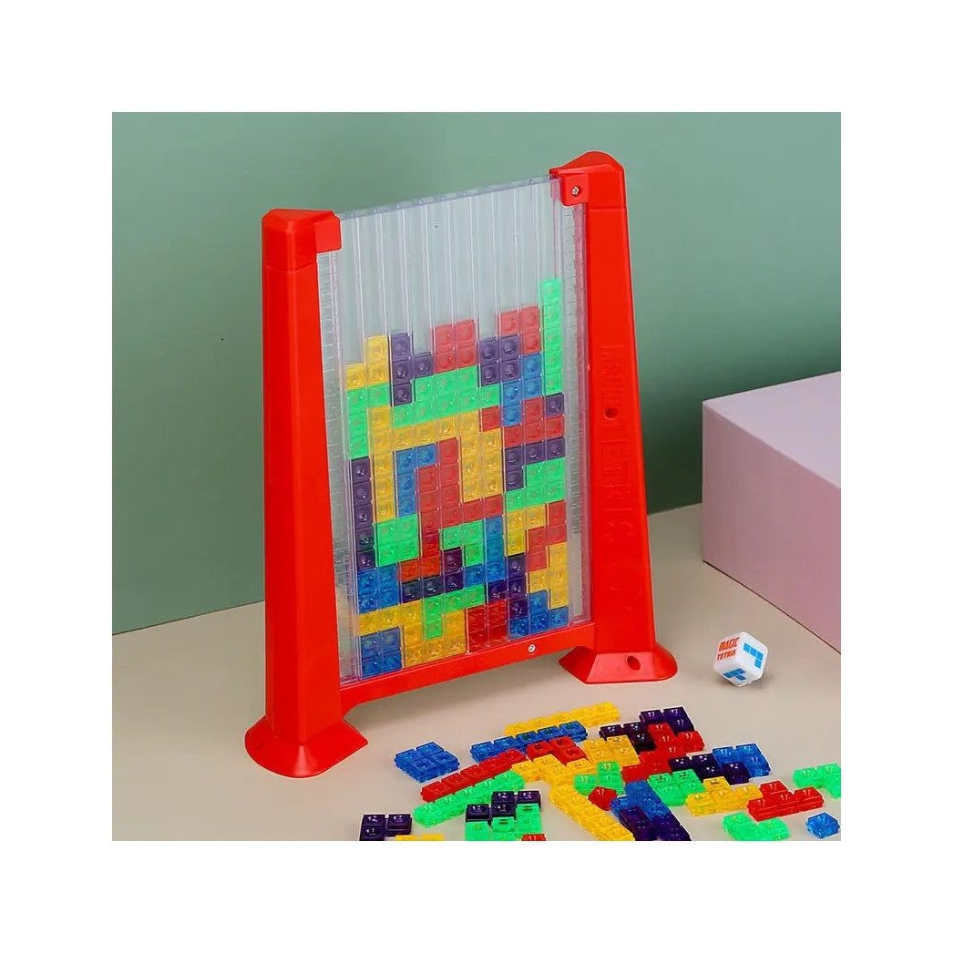 Joc de inteligenta Tetris puzzle tangram Flippy, 70 de piese multicolore, 3D, montessori, interactiv, din plastic, zar