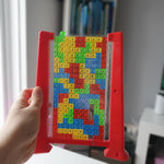 Joc de inteligenta Tetris puzzle tangram Flippy, 70 de piese multicolore, 3D, montessori, interactiv, din plastic, zar