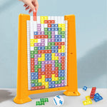 Joc de inteligenta Tetris puzzle tangram Flippy, 70 de piese multicolore, 3D, montessori, interactiv, din plastic, zar