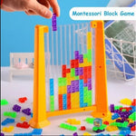 Joc de inteligenta Tetris puzzle tangram Flippy, 70 de piese multicolore, 3D, montessori, interactiv, din plastic, zar