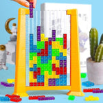 Joc de inteligenta Tetris puzzle tangram Flippy, 70 de piese multicolore, 3D, montessori, interactiv, din plastic, zar