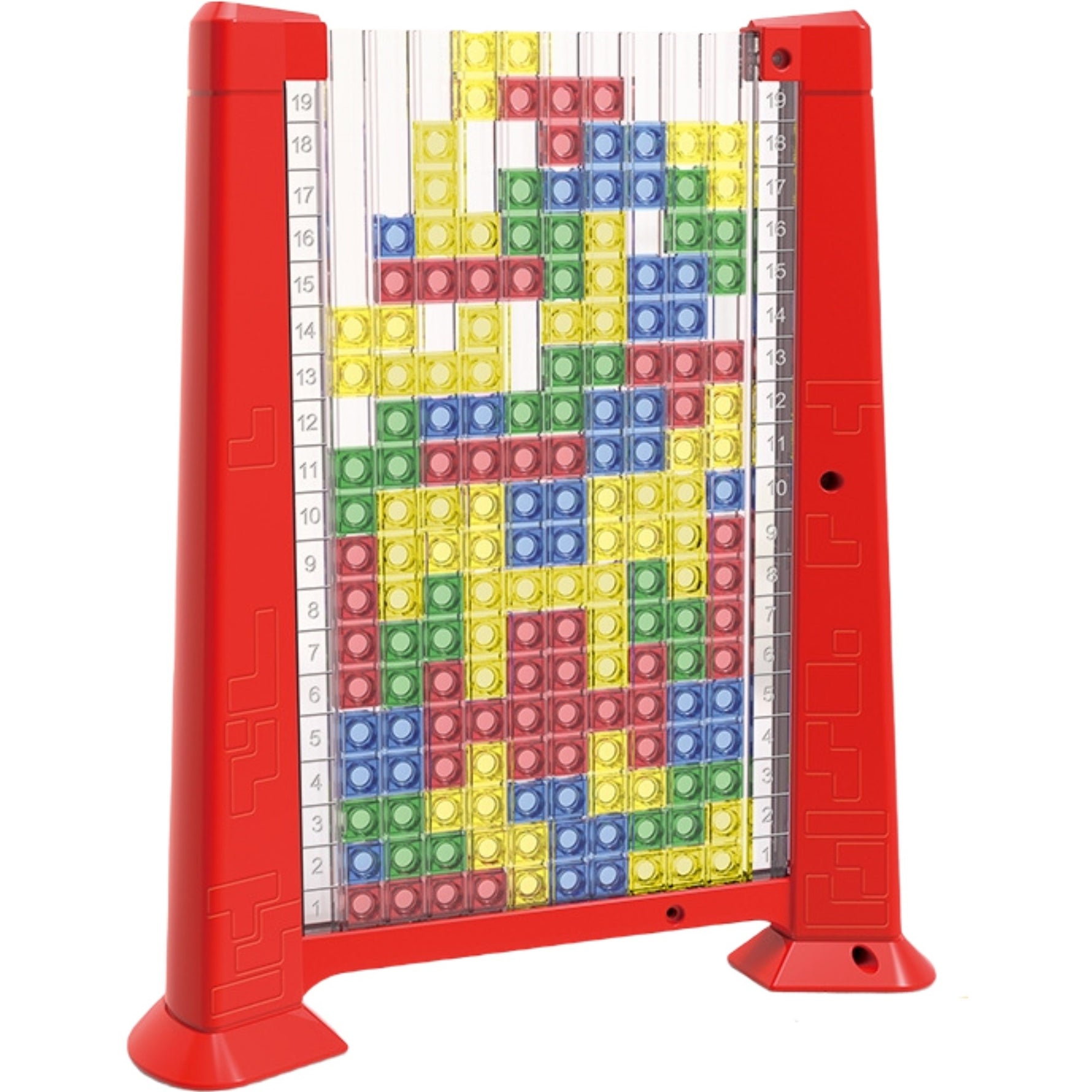 Joc de inteligenta Tetris puzzle tangram Flippy, 70 de piese multicolore, 3D, montessori, interactiv, din plastic, zar