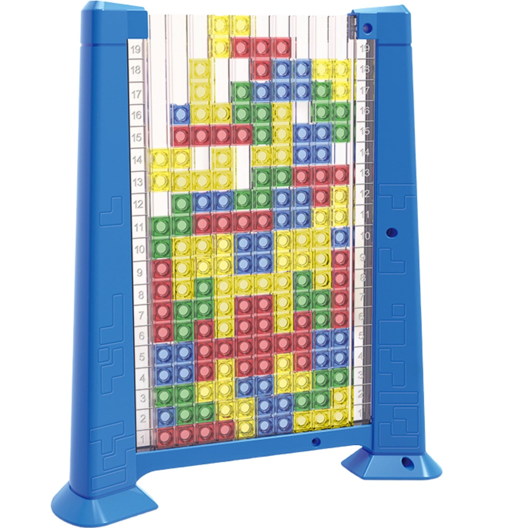 Joc de inteligenta Tetris puzzle tangram Flippy, 70 de piese multicolore, 3D, montessori, interactiv, din plastic, zar