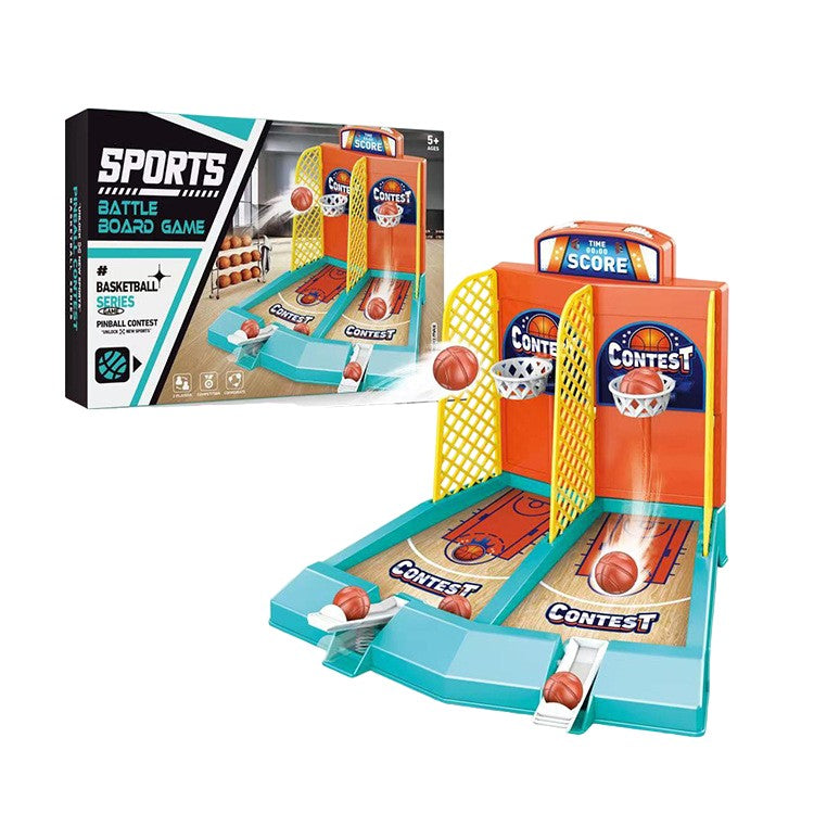 Joc de Masa Mini Baschet Interactiv pentru Copii, Flippy, pentru 2 Jucatori, 6 Mingi Incluse, 22x16.5x18.2 cm,