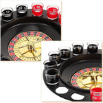 Joc de Ruleta Flippy, cu Pahare de Shot si Plansa de Joc Blackjack, 31 cm, Rosu-Negru