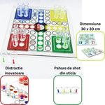 Joc de baut, Nu te supara frate, Flippy, cu pahare de shot din sticla, 30x30 cm, multicolor