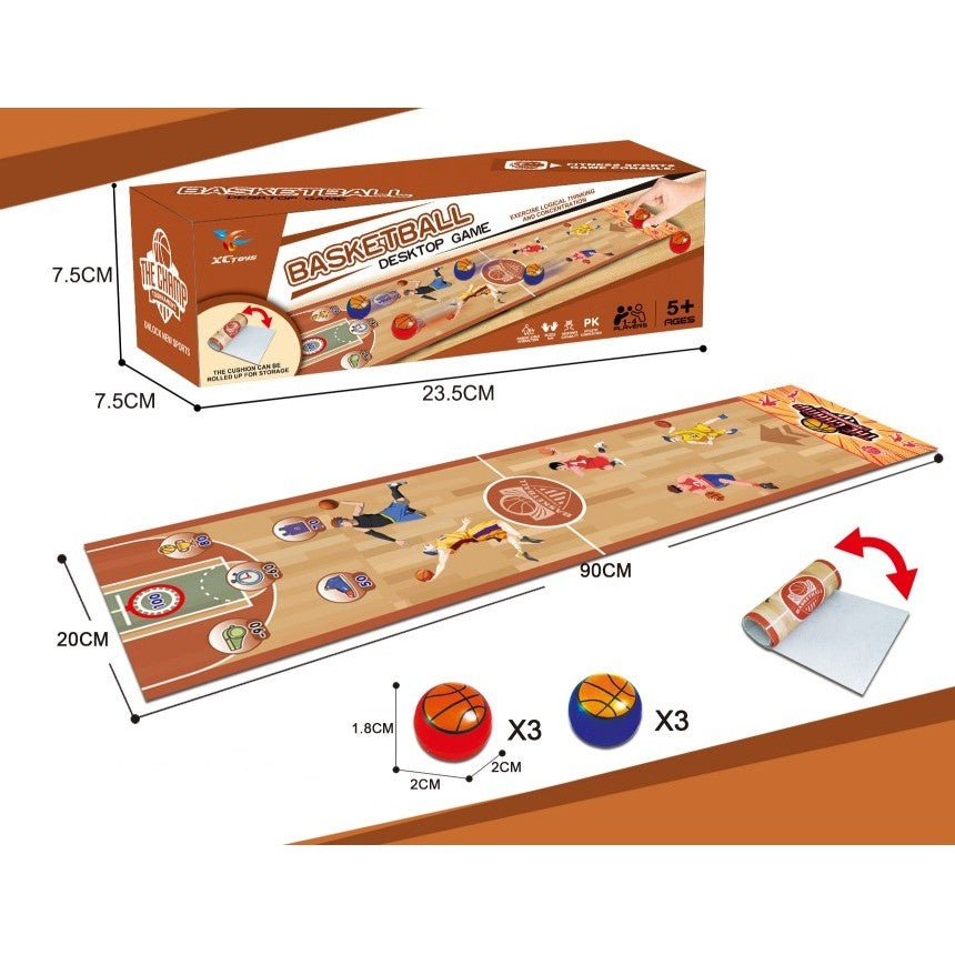 Joc Interactiv, Flippy, Covor de Basket 90 x 20 cm, 1-4 Jucatori, +5 Ani, 6 Mingi Incluse, Maro