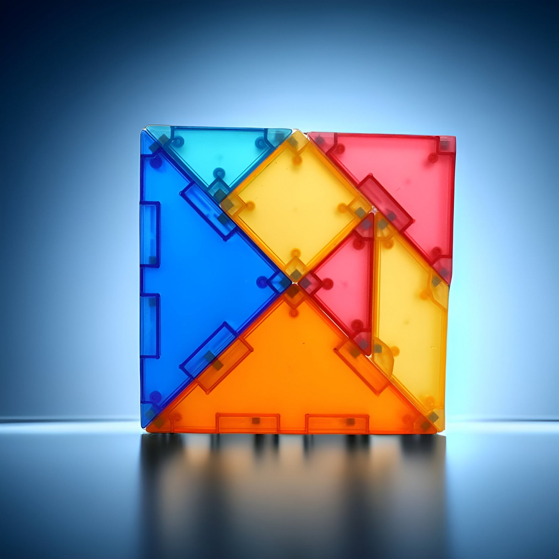 Joc Magnetic Tangram, Flippy, 7 Piese Magnetice, Forme Geometrice, 3 Ani, EVA, ABS, Magnet, 10.5 x 10.5 x 2.2 cm,