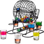 Joc Mini Loterie Flippy, Bingo, cu Pahare de Shot din Sticla, 20 x 20 x 19 cm, 48 Bile, Negru