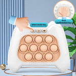 Joc Pop It, Flippy, consola, joc interactiv, antistres, cu baterii, Abs si silicon, Alb, 12 x 10 x 5.8 cm